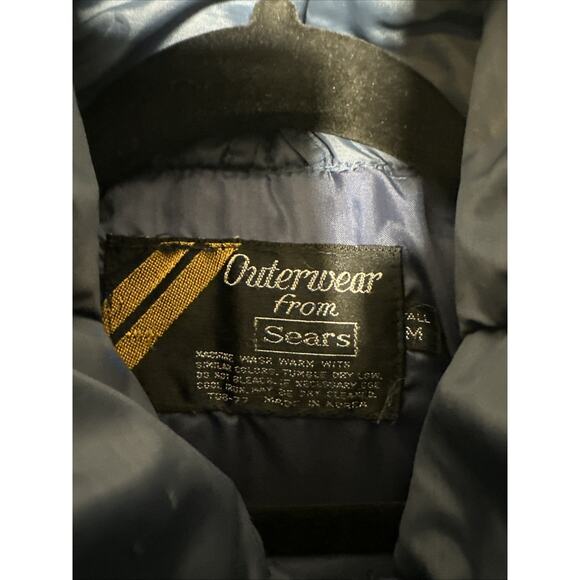 Vintage Sears Outerwear Navy Blue Puffer Vest Jacket Size M 2 Front Pockets - Picture 2 of 7